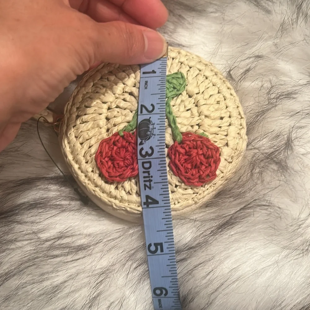 Lauren Conrad Round Straw Bag with Cherry Design - Picture 8 of 8